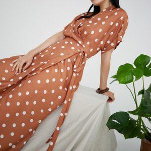 WHiT June 100% Silk Polka Dot Dress